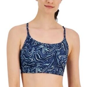 New ID Ideology Women's Marble Movement Low Impact Sports Bra Swirl XS Blue
